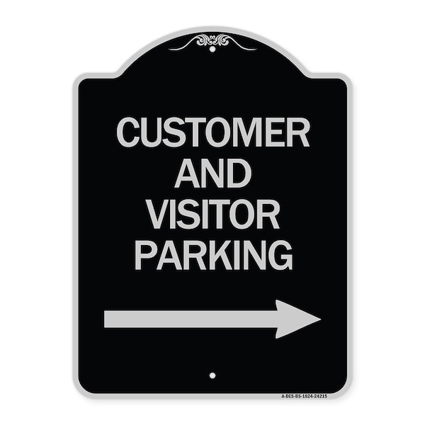 Signmission Customer and Visitor Parking W/ Right Arrow Heavy-Gauge Aluminum Sign, 24" x 18", BS-1824-24215 A-DES-BS-1824-24215 - main